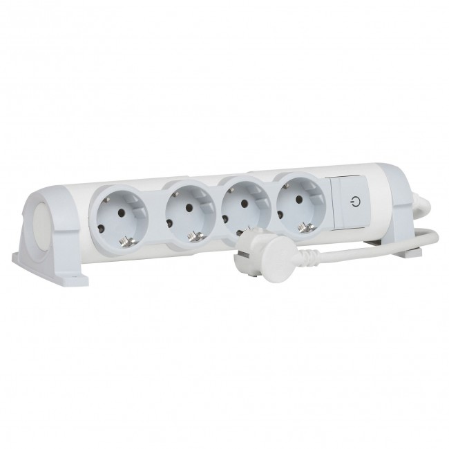 General characteristics Multi-outlet extensions with cord - German standard      To connect several devices equipped with plugs with or without earth: appliances class I (simple insulation) or class II (double insulation), lamps, PC, TV, stereo, etc.     Extra-flat (only 30 mm thick): can be slid underneath furniture